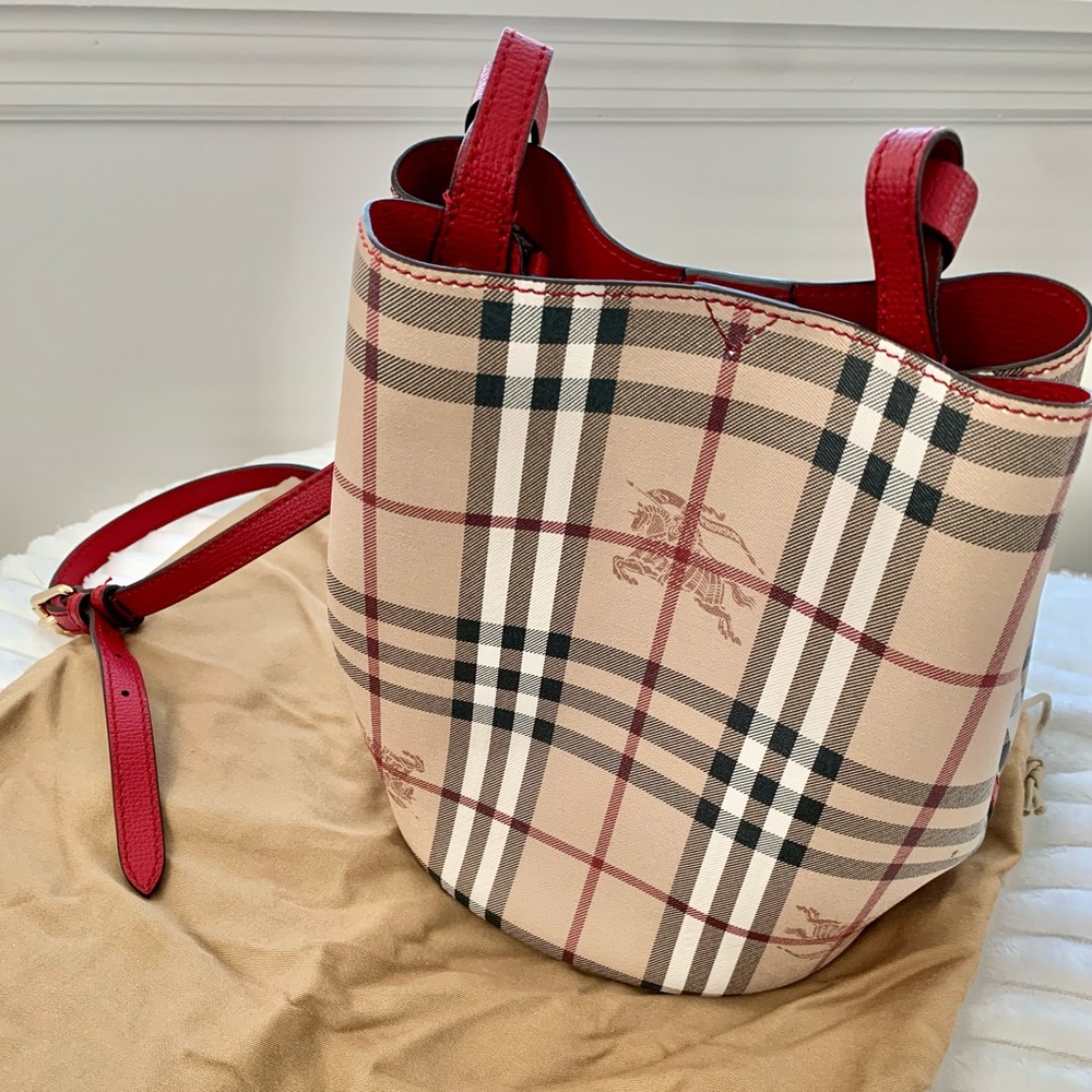 Burberry Bucket Small Lorne Red Leather Cross Body Bag